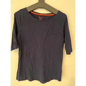 Boden T-Shirt Top Womens Size 12 L Navy Blue Ultra Soft Short Sleeve Wide Neck